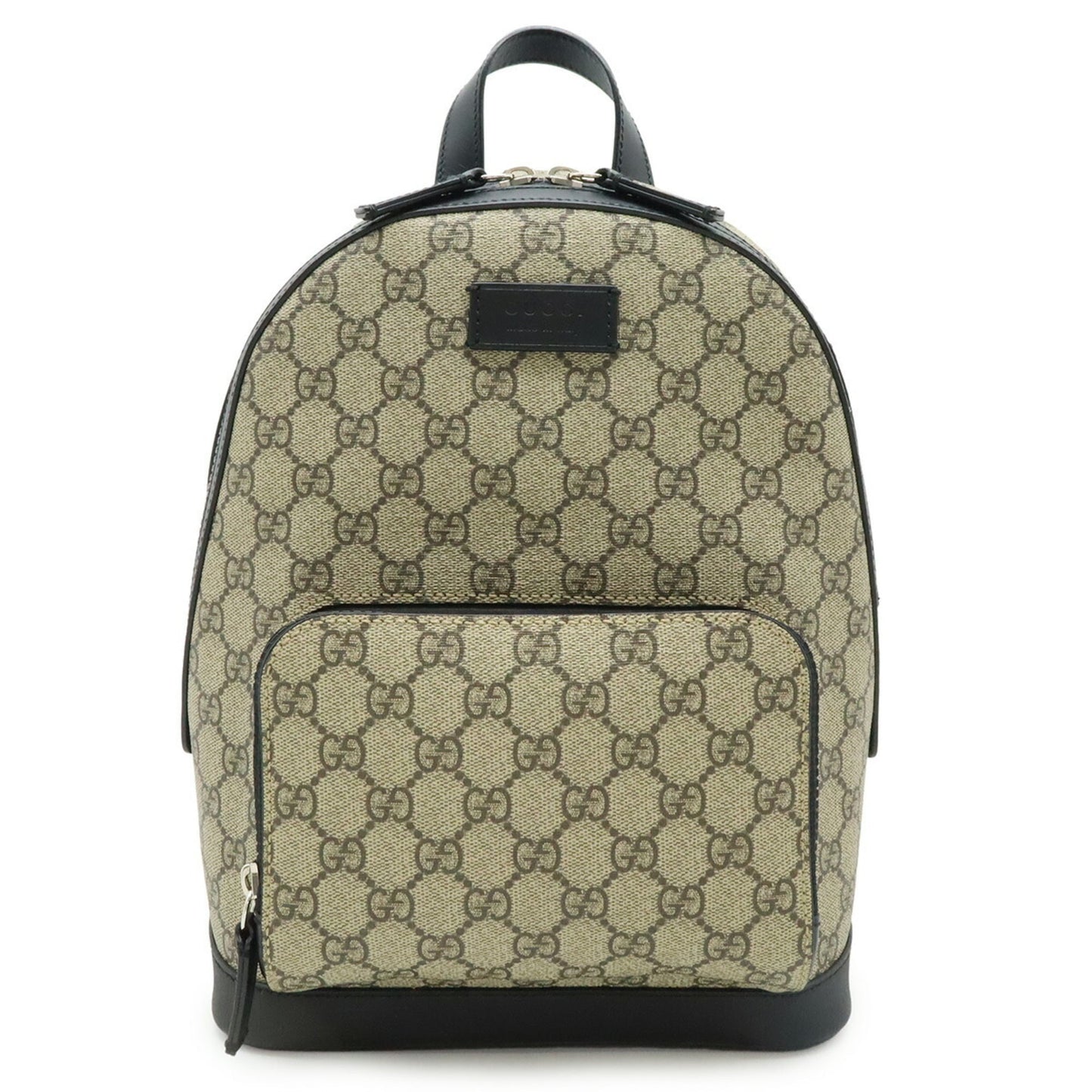 Gucci Beige Black Gg Supreme Canvas Leather Backpack ( )