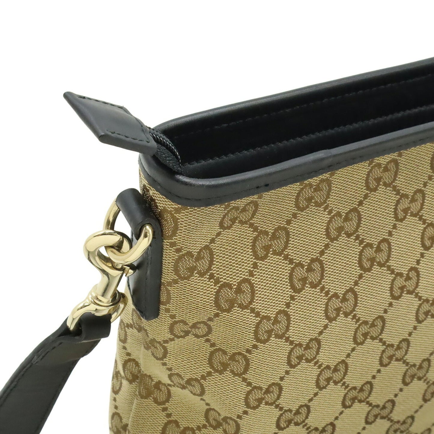 Gucci Gg Canvas Beige Black Green Khaki Red Color Gg Canvas Leather Shoulder Bag ( )