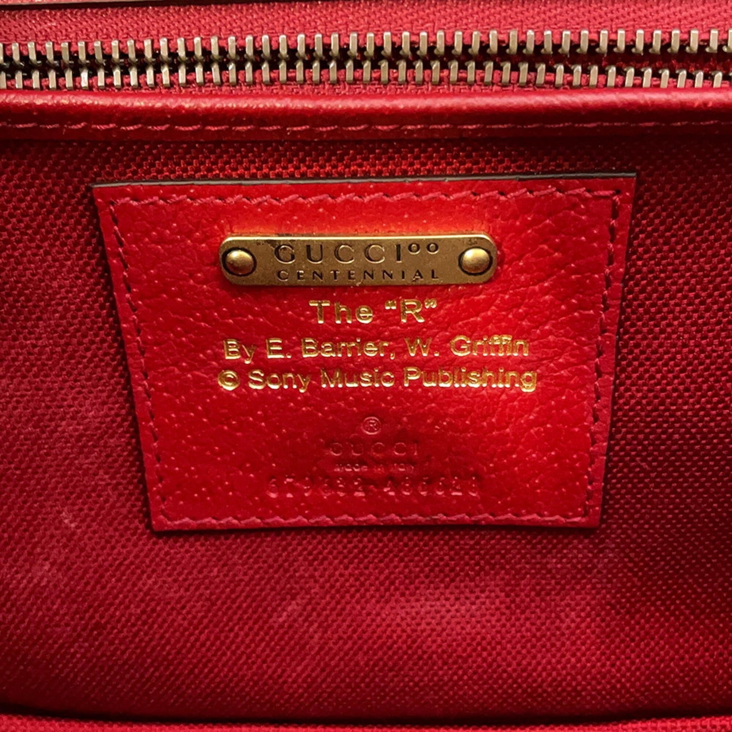 Gucci Ivory Red Color Leather Canvas Handbag ( )