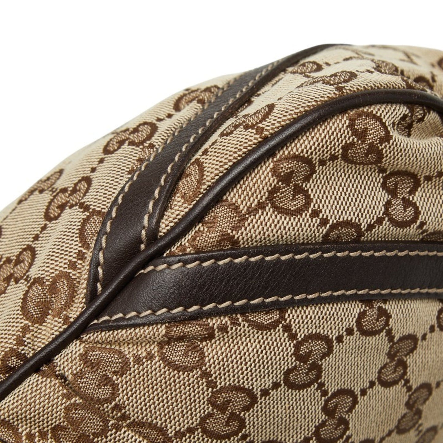 Gucci Beige Brown Canvas Leather Shoulder Bag ( )