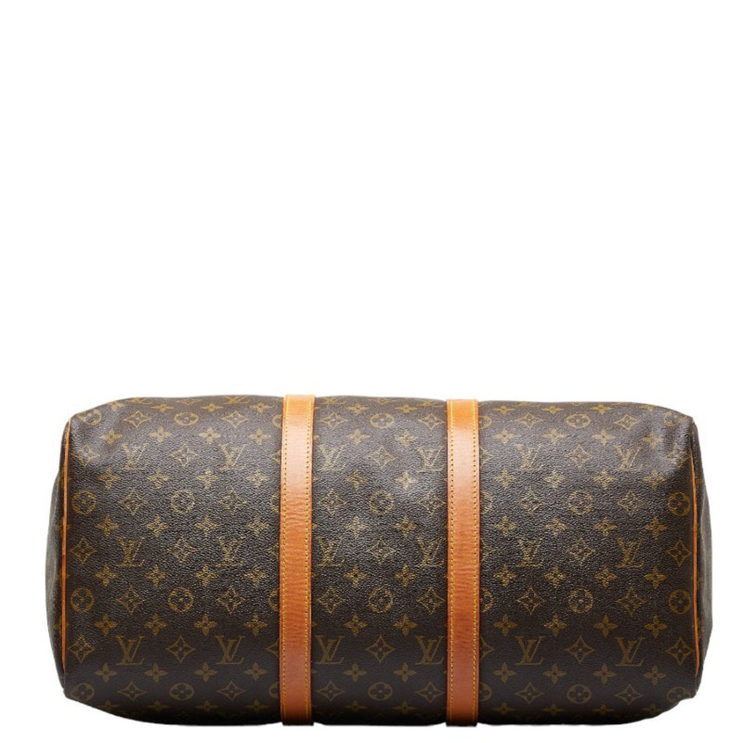 LOUIS VUITTON Monogram Keepall 50 Boston Bag Brown PVC Leather Ladies