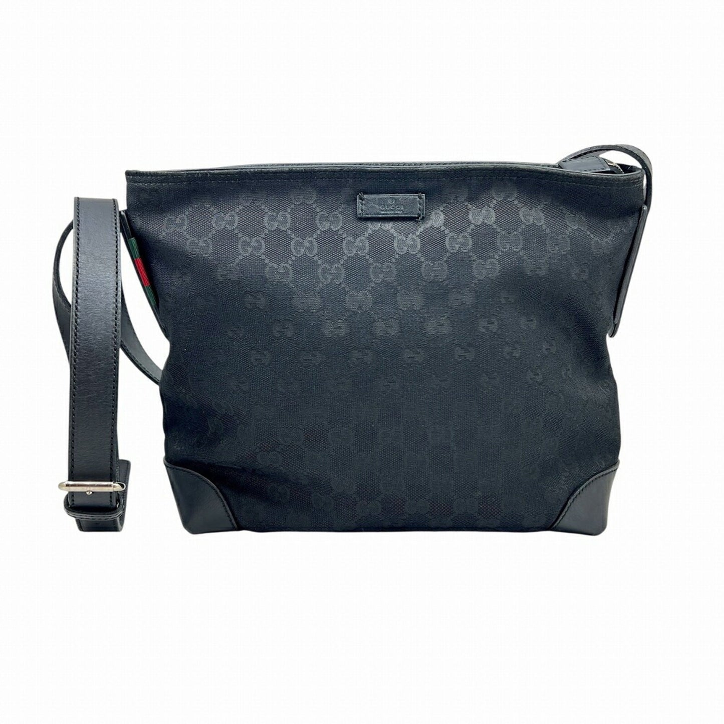 Gucci Black Gg Canvas Leather Shoulder Bag ( )