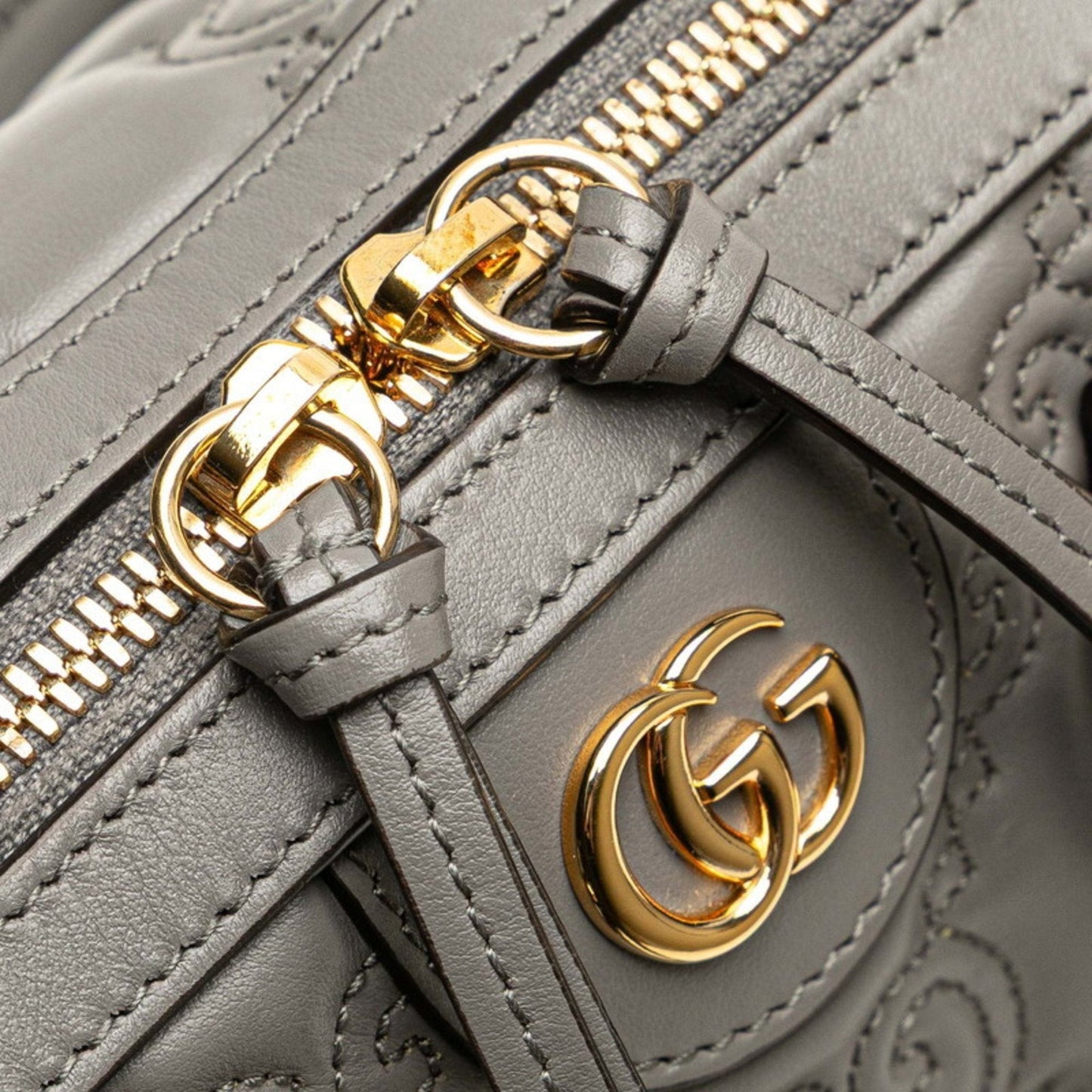 Gucci Gray Leather Boston Bag Shoulder Bag ( )