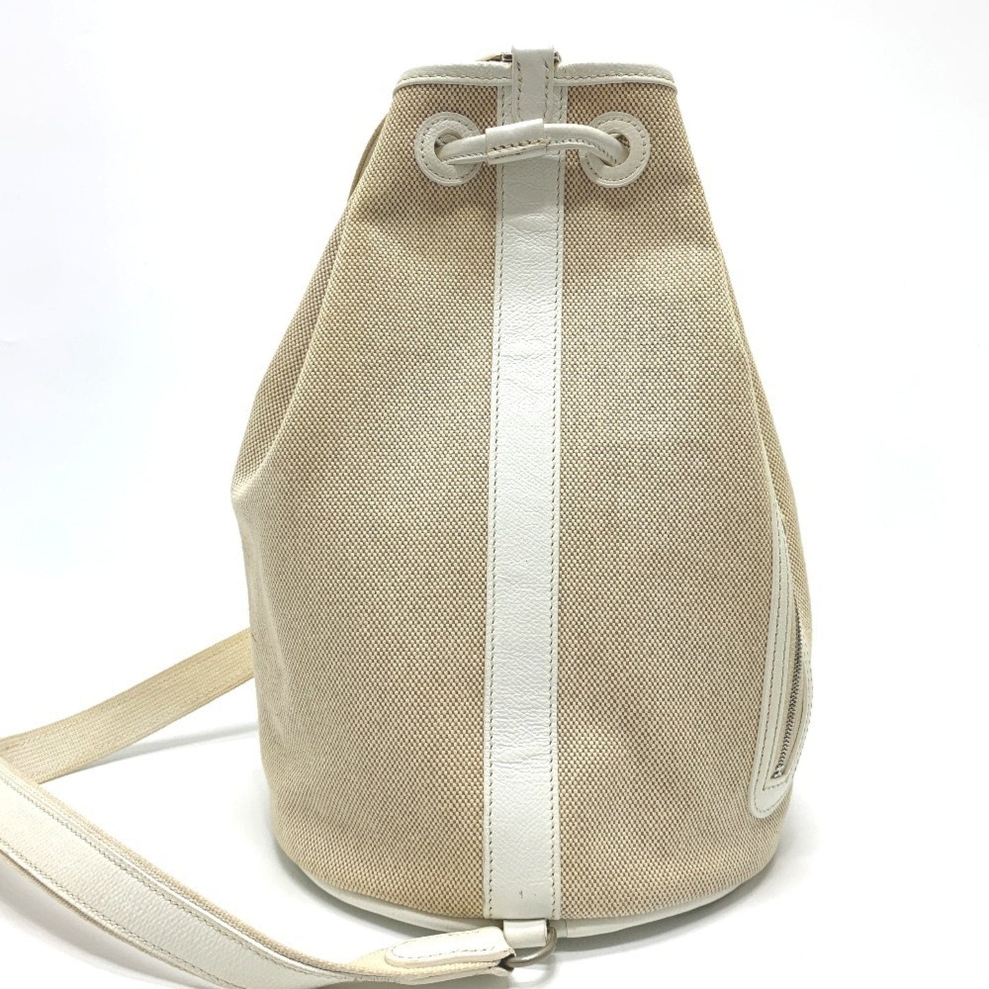 Hermes Ivory Toile Officier Leather Shoulder Bag ( )