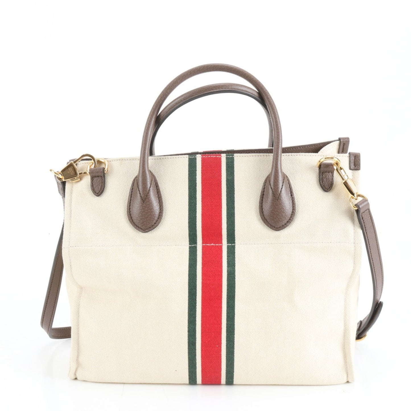 Gucci Ivory Leather Canvas Tote Bag ( )