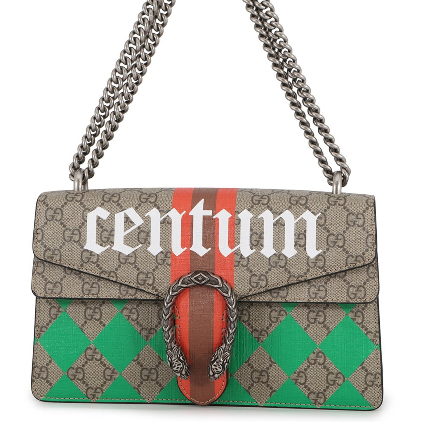 Gucci Beige Green Red Color Leather Gg Supreme Shoulder Bag ( )