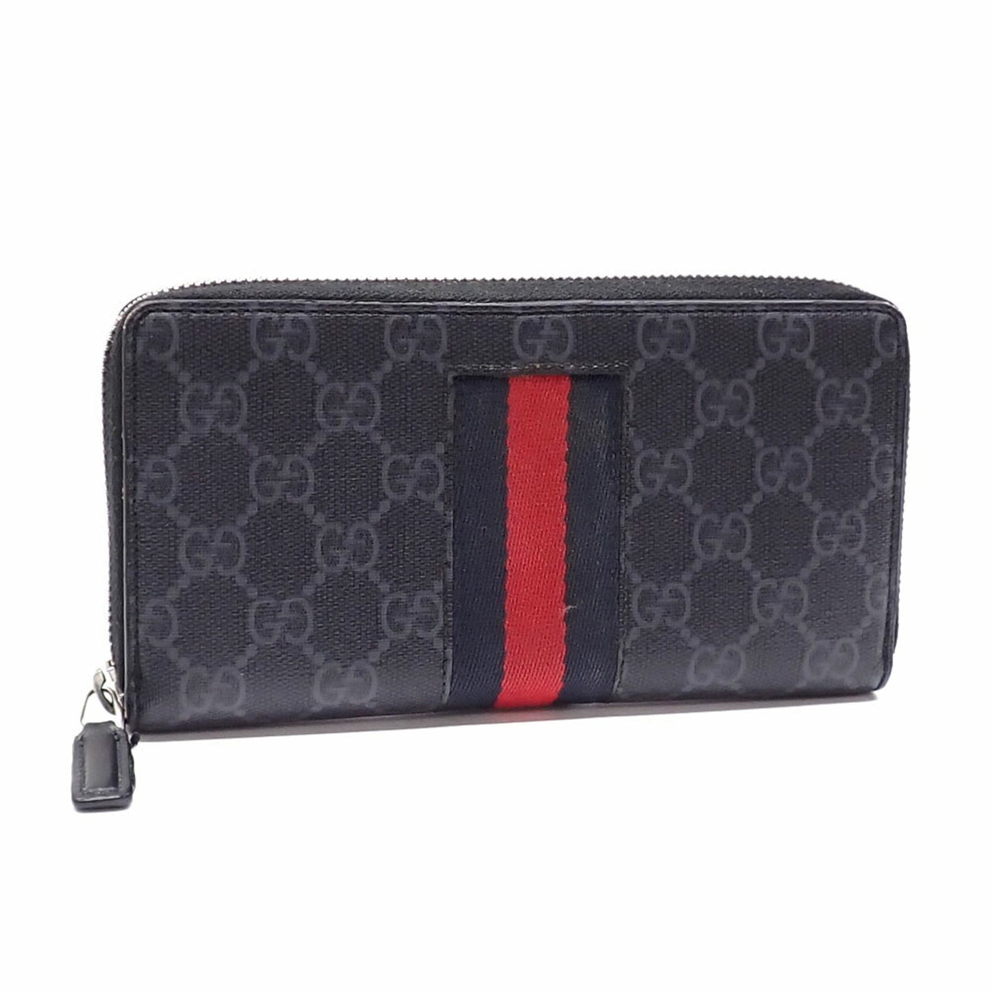 Gucci Black Gray Pvc Leather Long Wallet (Bi-Fold) ( )