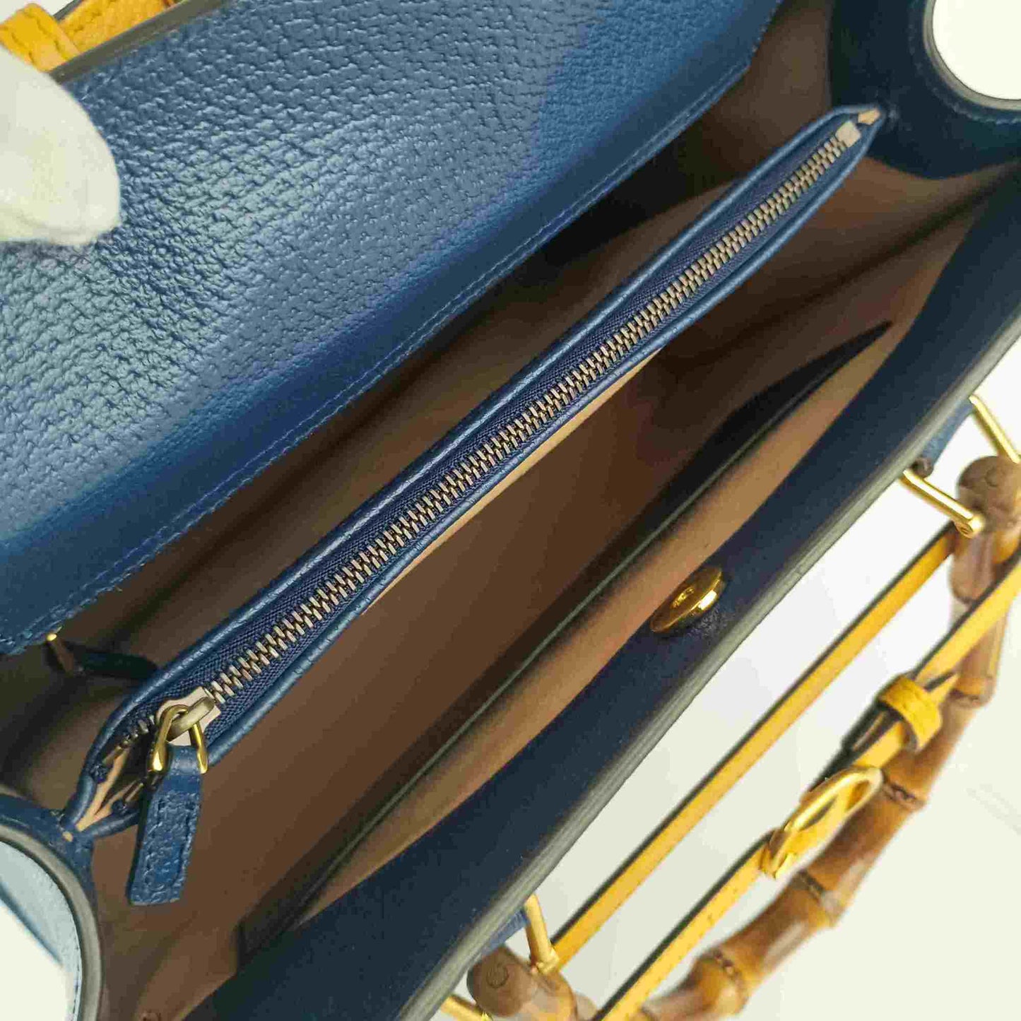 Gucci Royal Blue Leather Handbag Shoulder Bag Tote Bag ( )