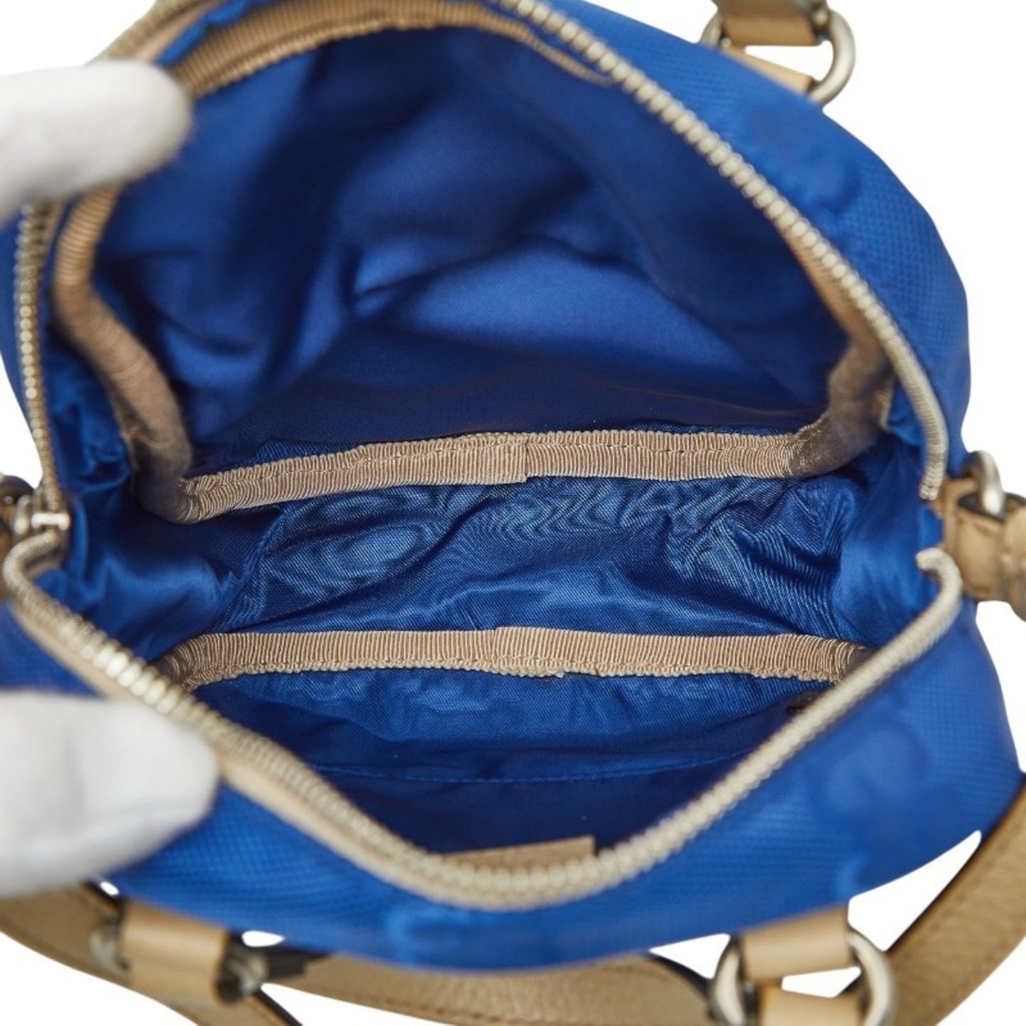 Gucci Blue Nylon Leather Handbag Shoulder Bag ( )
