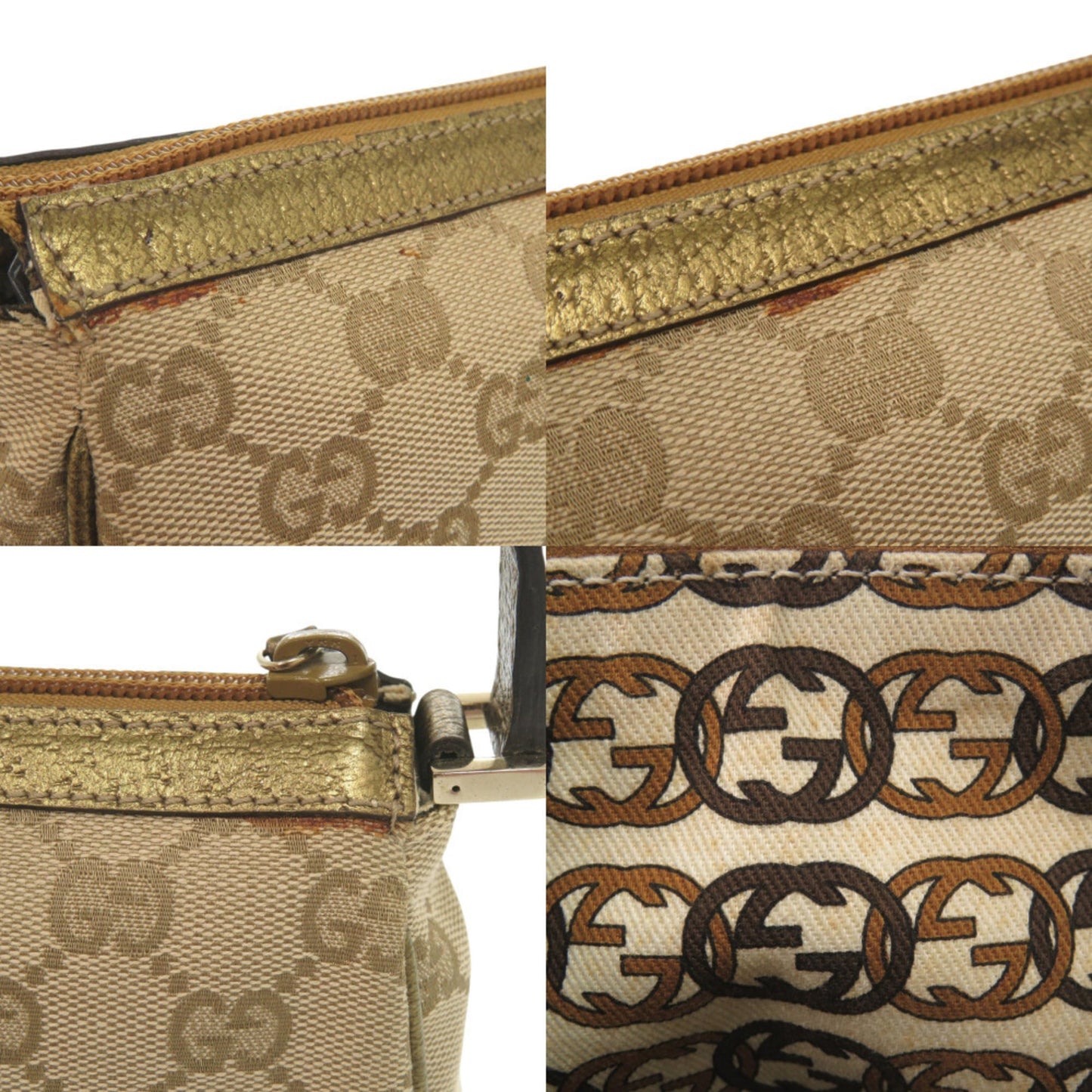 Gucci Beige Gg Canvas Handbag Pouch ( )