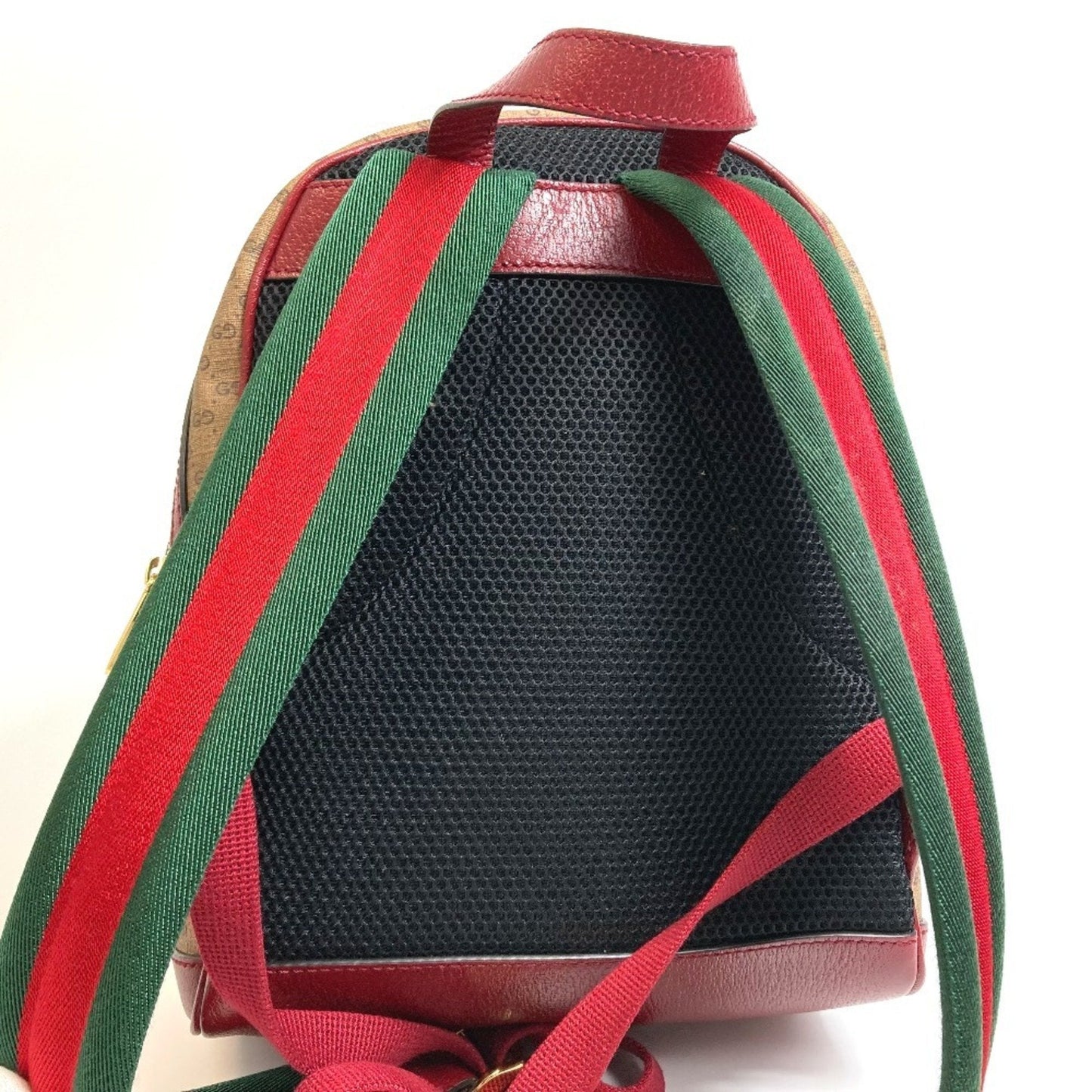 Gucci Beige Red Color Pvc Leather Backpack ( )