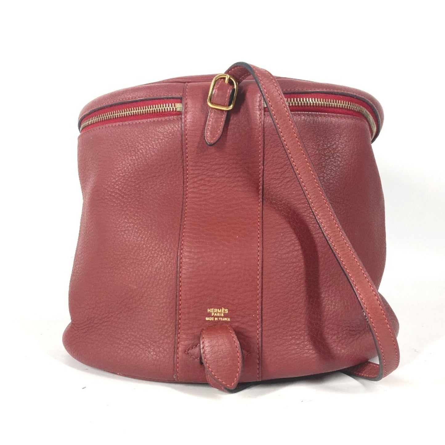 Hermes Red Color Leather Handbag Vanity Bag ( )