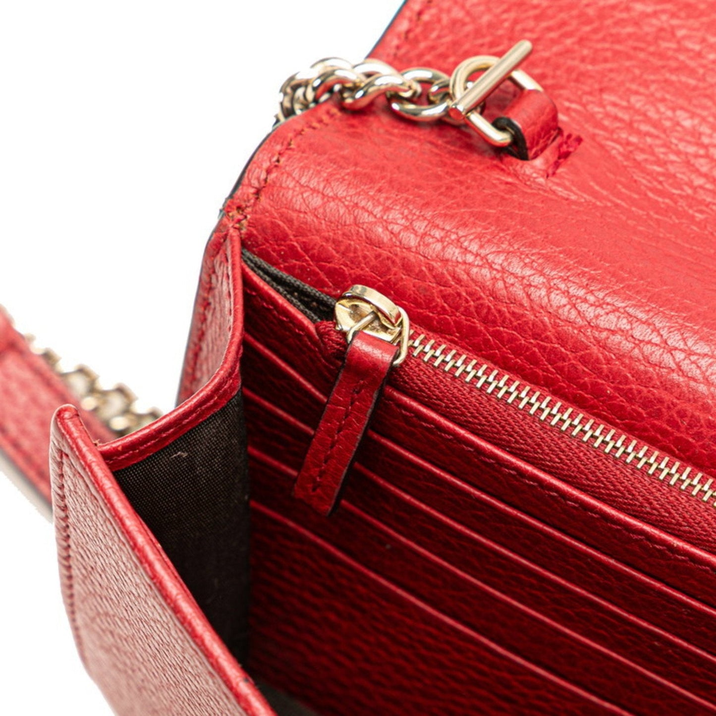 Gucci Red Color Leather Chain/Shoulder Wallet ( )