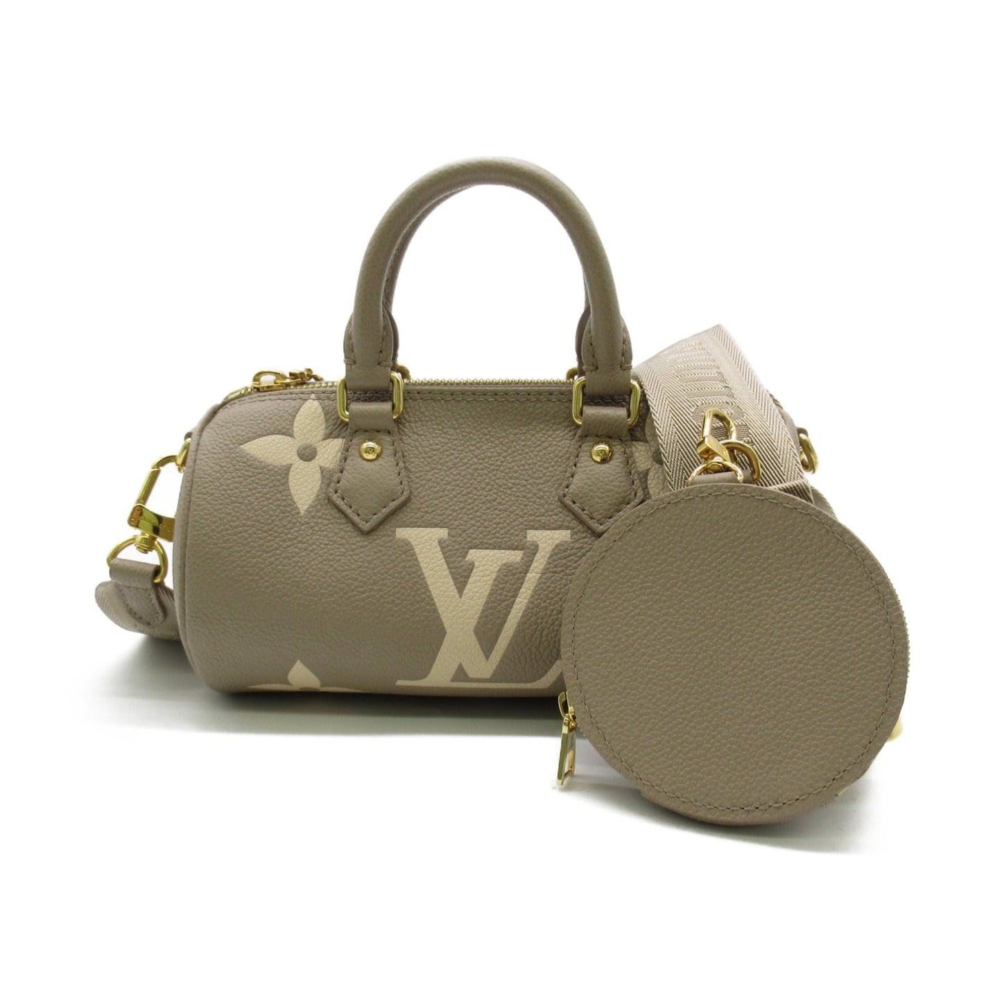 LOUIS VUITTON Papillon BB Shoulder Bag Beige Turtle claim Monogram empreinte leather