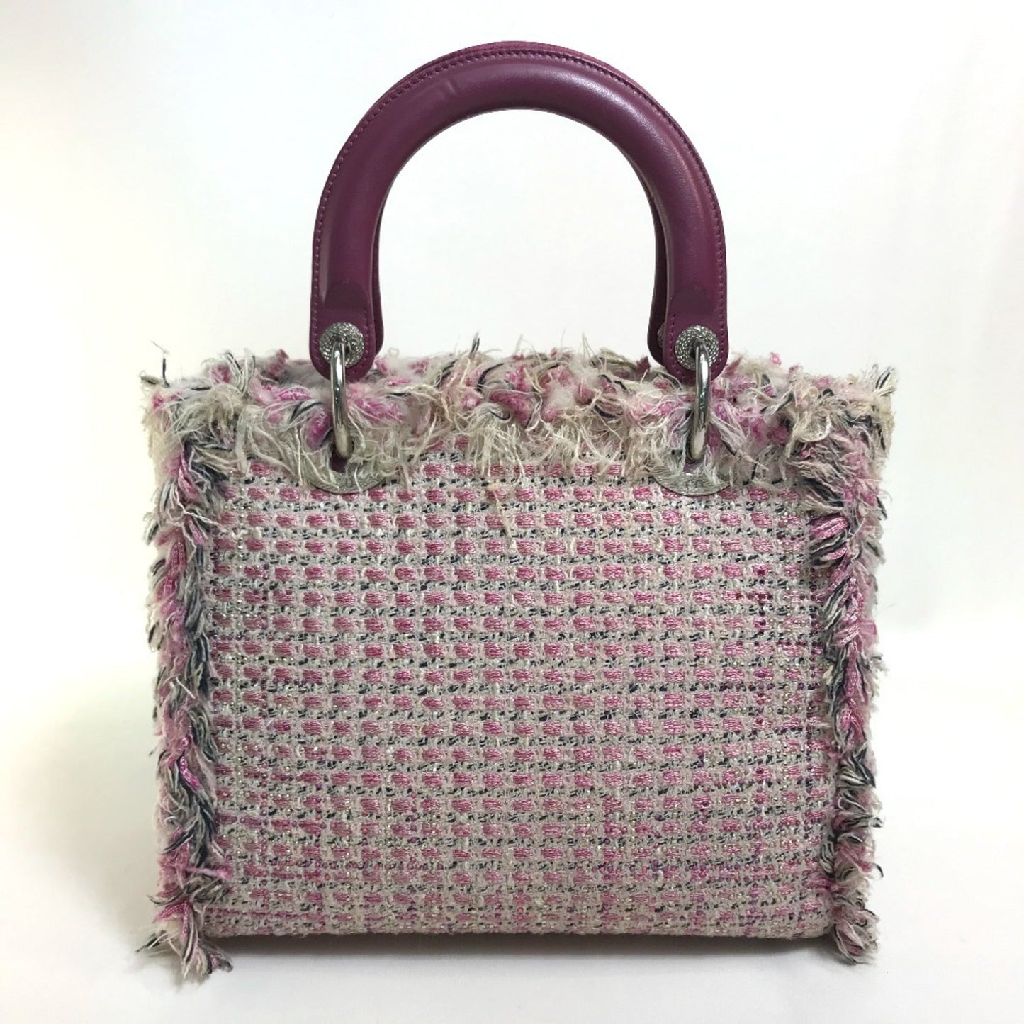 Christian Dior Lady Dior Pink Purple White Tweed Handbag Shoulder Bag ()