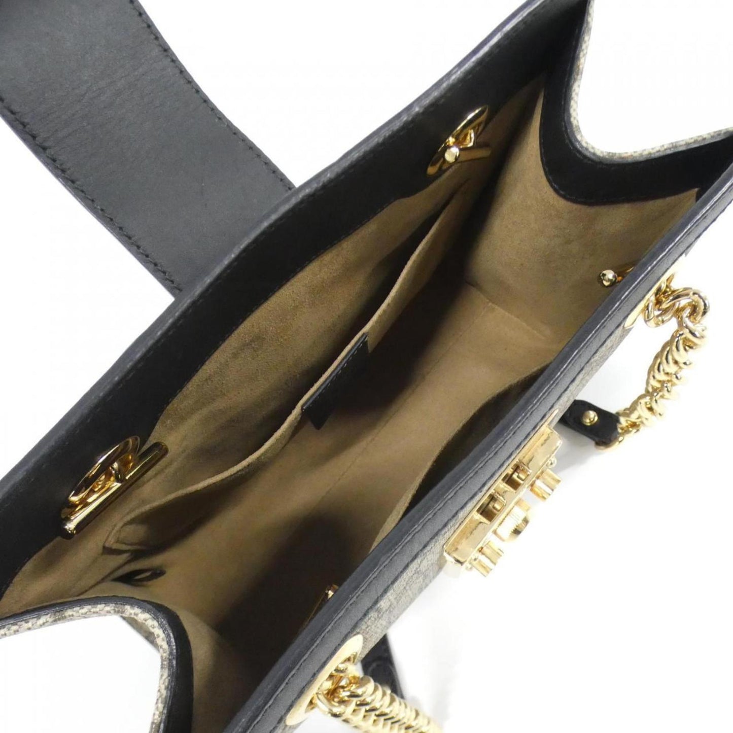 Gucci Beige Black Gg Supreme Leather Shoulder Bag ( )