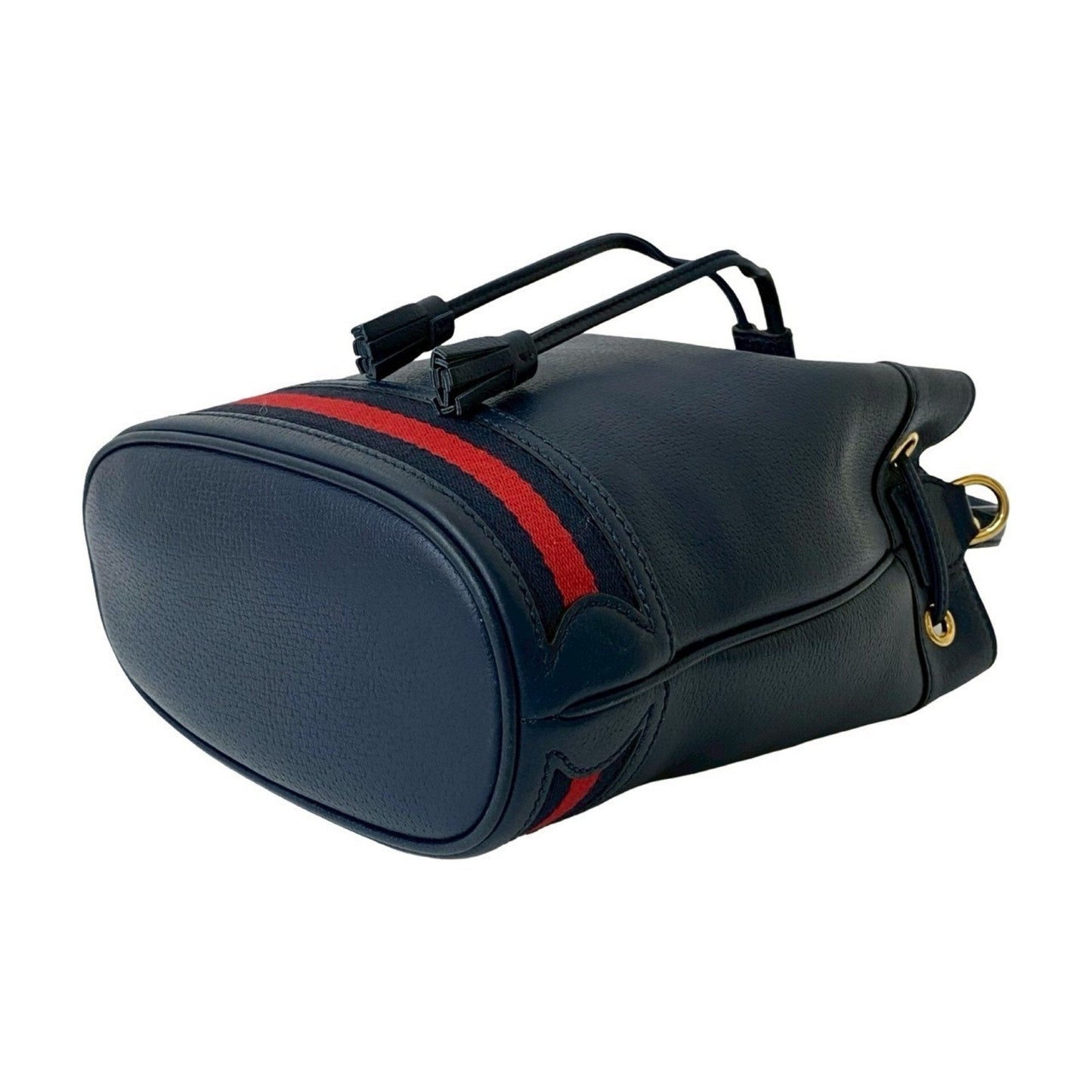 Gucci Navy Red Color Leather Shoulder Bag ( )