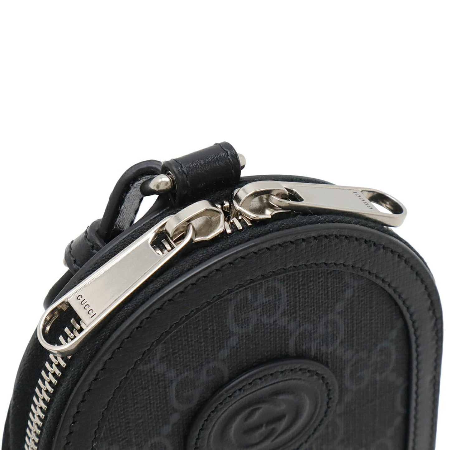 Gucci Black Gray Gg Supreme Leather Pouch Shoulder Bag ( )