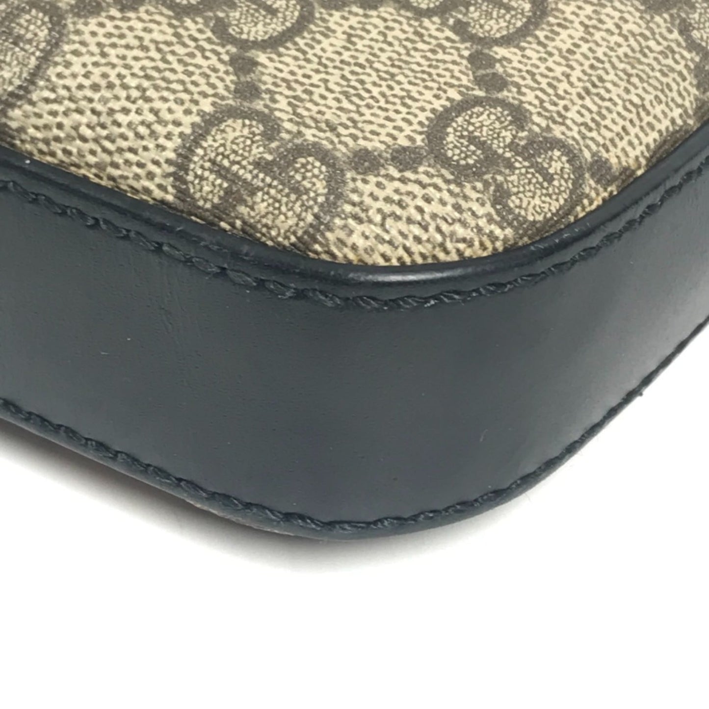 Gucci Beige Black Gg Supreme Leather Messenger Bag Shoulder Bag ( )