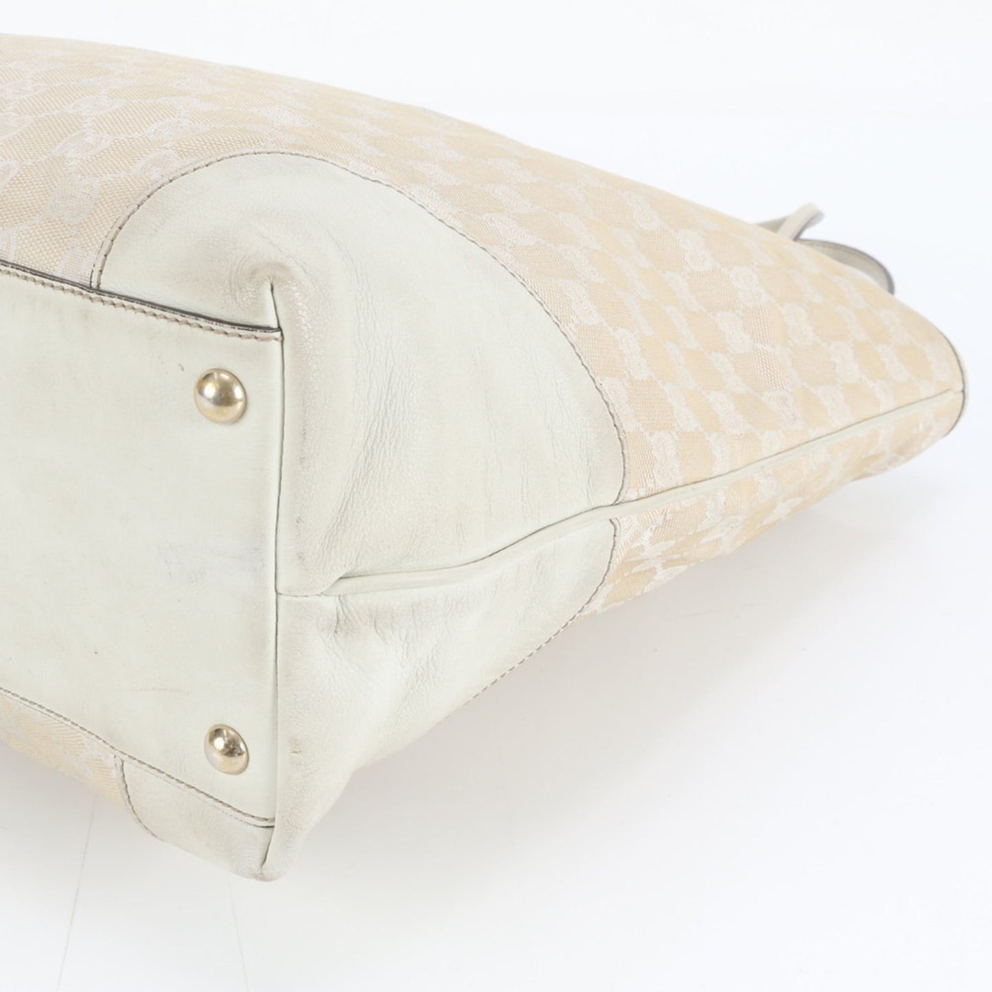 Gucci Beige Leather Canvas Tote Bag ( )