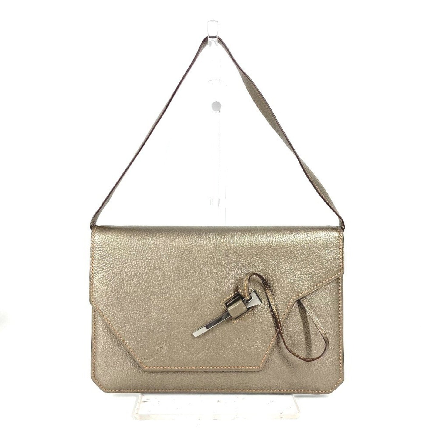 Hermes Gold Chevre Leather Handbag Pouch Shoulder Bag ( )