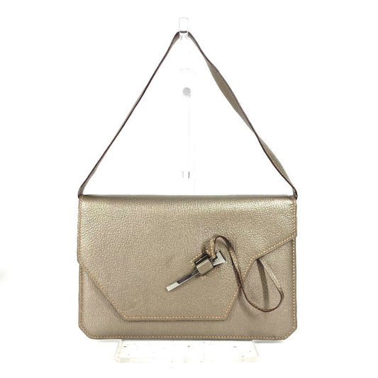 Hermes Gold Chevre Leather Handbag Pouch Shoulder Bag ( )