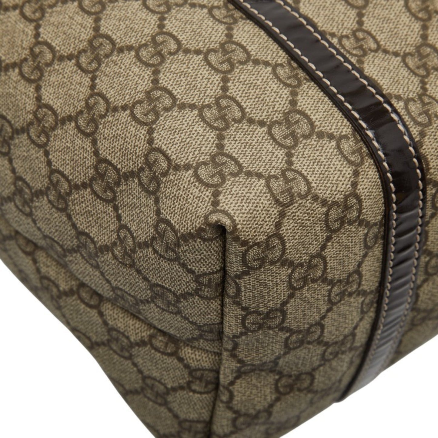 Gucci Beige Brown Pvc Leather Handbag Tote Bag ( )