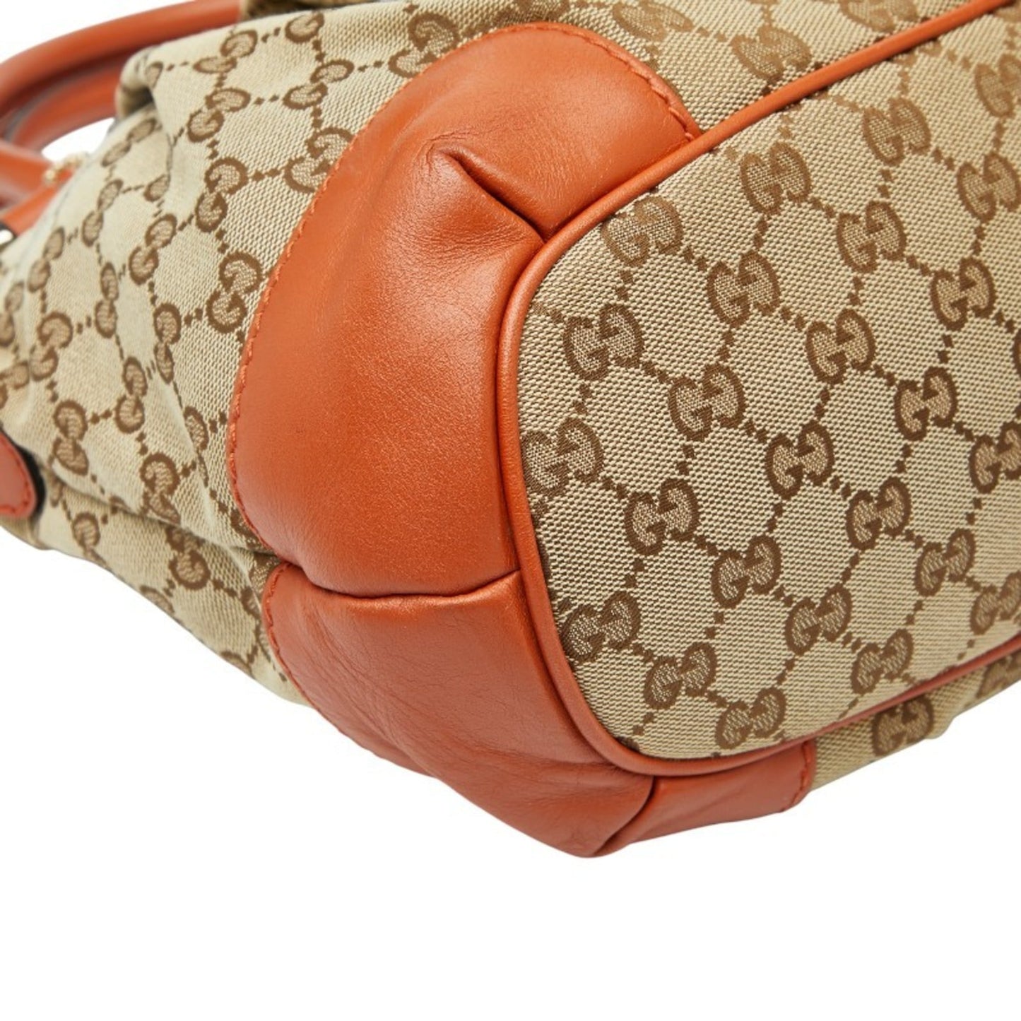 Gucci Beige Orange Canvas Leather Handbag Shoulder Bag ( )