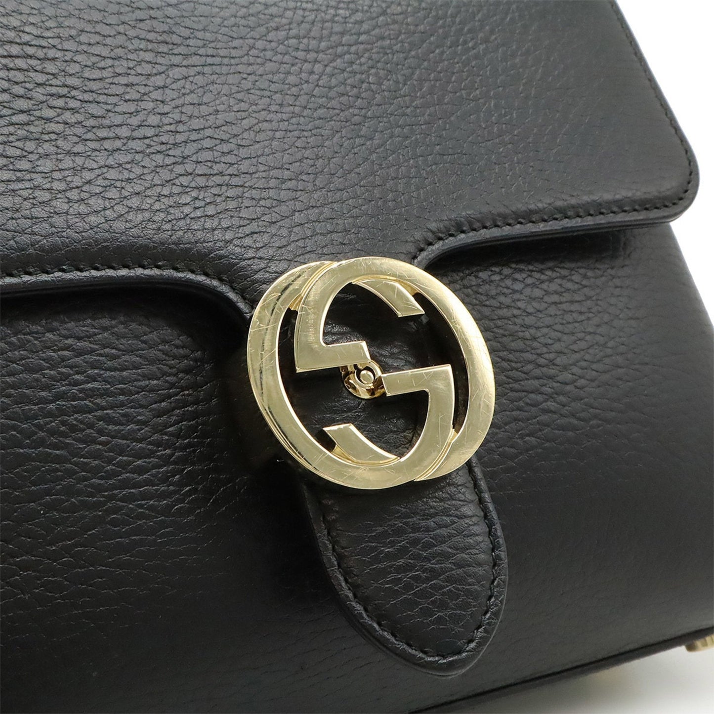 Gucci Black Leather Handbag Shoulder Bag ( )