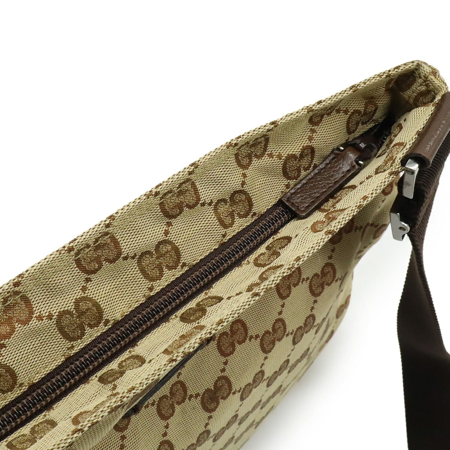 Gucci Beige Black Brown Dark Brown Nylon Canvas Shoulder Bag ( )