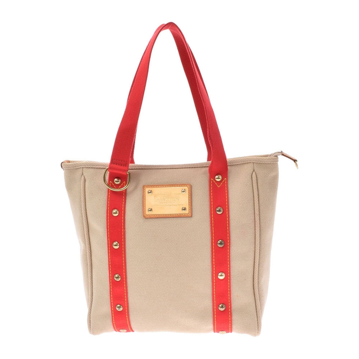 LOUIS VUITTON Antigua Hippo MM Beige Women's Cotton Canvas Handbag