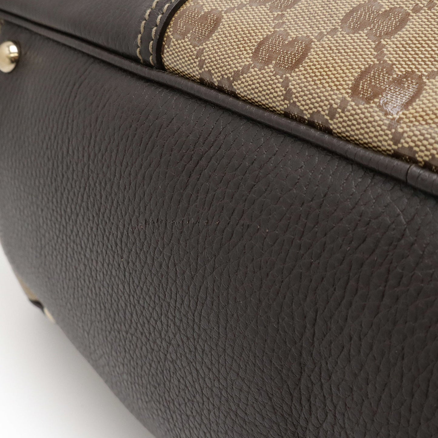 Gucci Beige Brown Dark Brown Green Khaki Red Color Coated Canvas Leather Boston Bag Handbag ( )