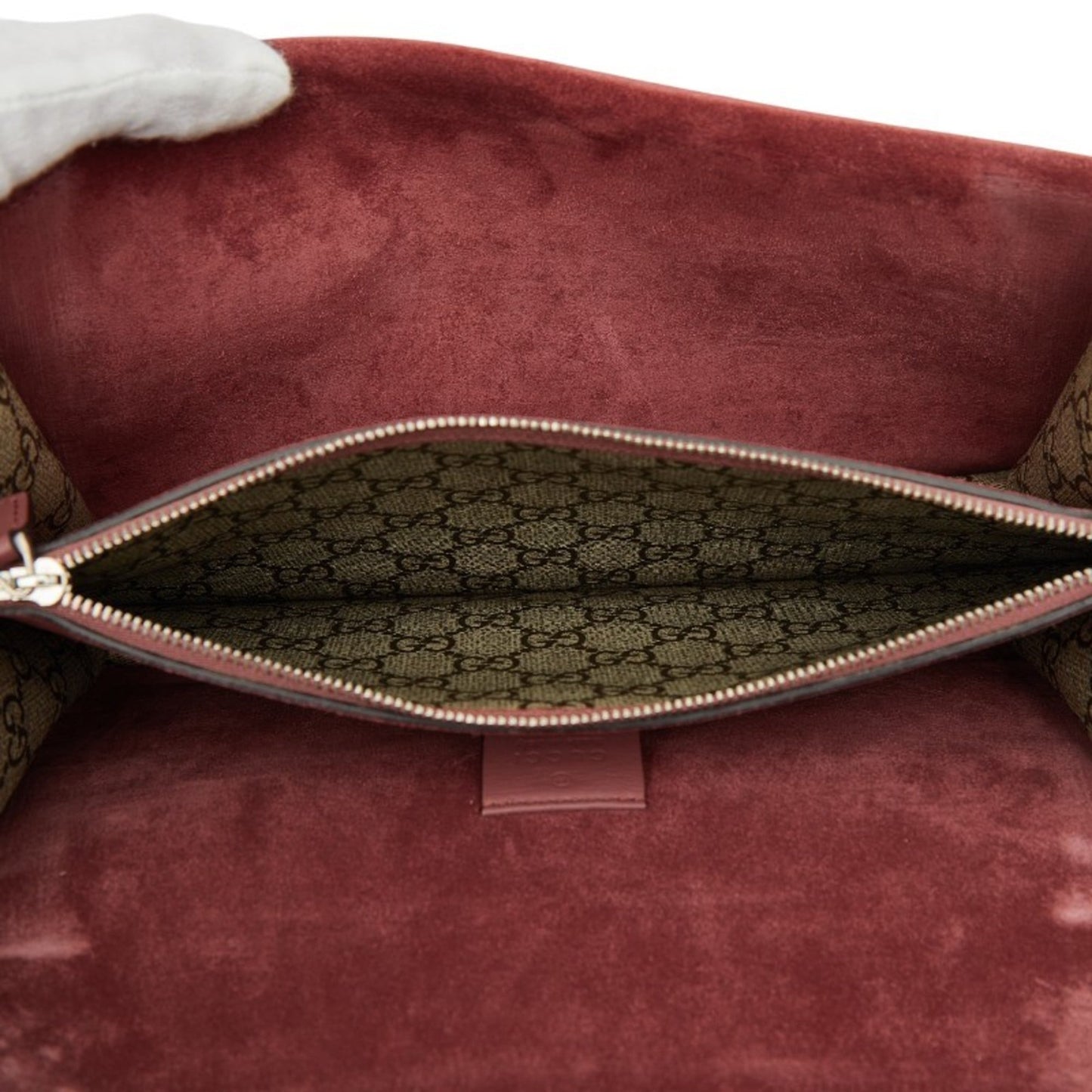 Gucci Beige Red Color Pvc Suede Shoulder Bag ( )