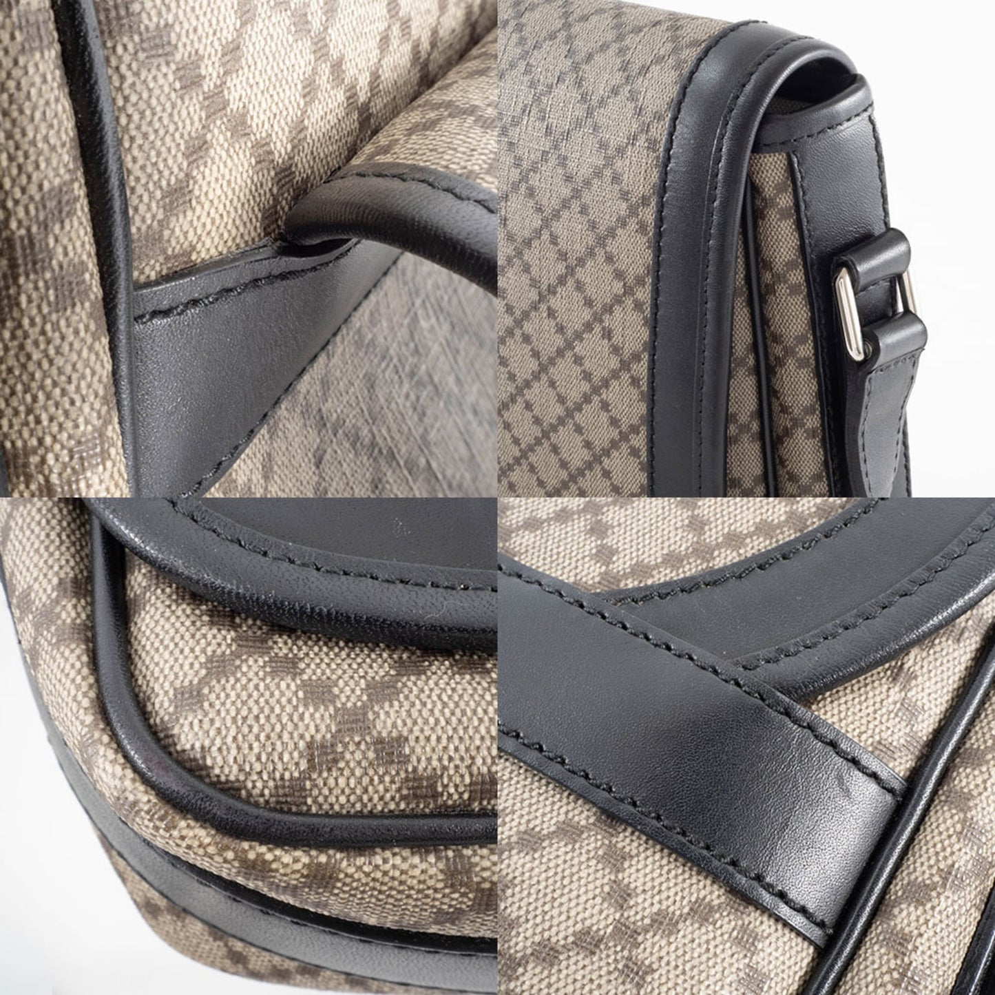 Gucci Beige Black Pvc Leather Shoulder Bag ( )