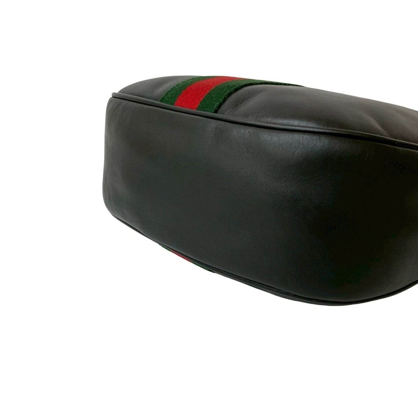 Gucci Black Green Red Color Leather Pochette Shoulder Bag ( )