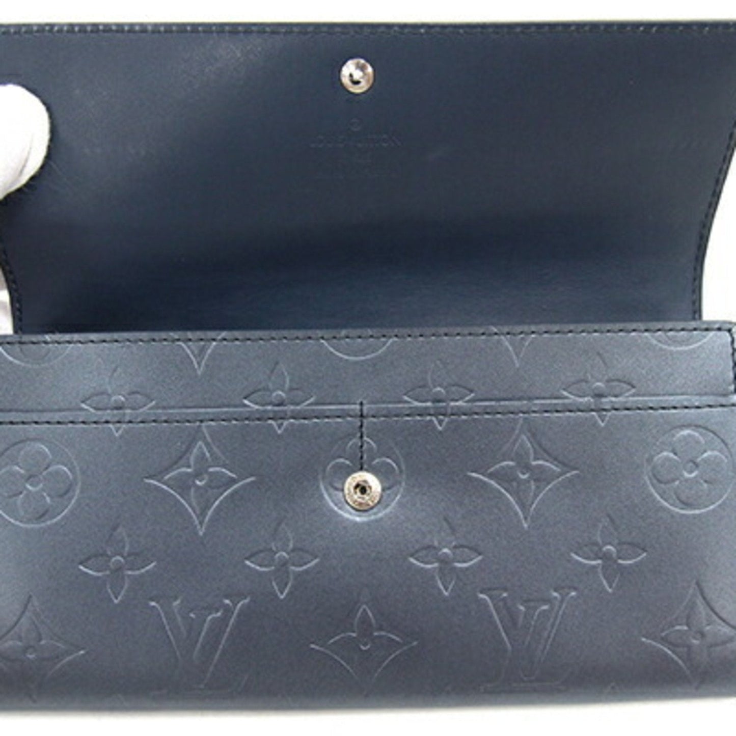 LOUIS VUITTON Bifold Long Wallet Monogram Matte Pochette Porte Monet Credit M65102 Blue Men's Women's Leather