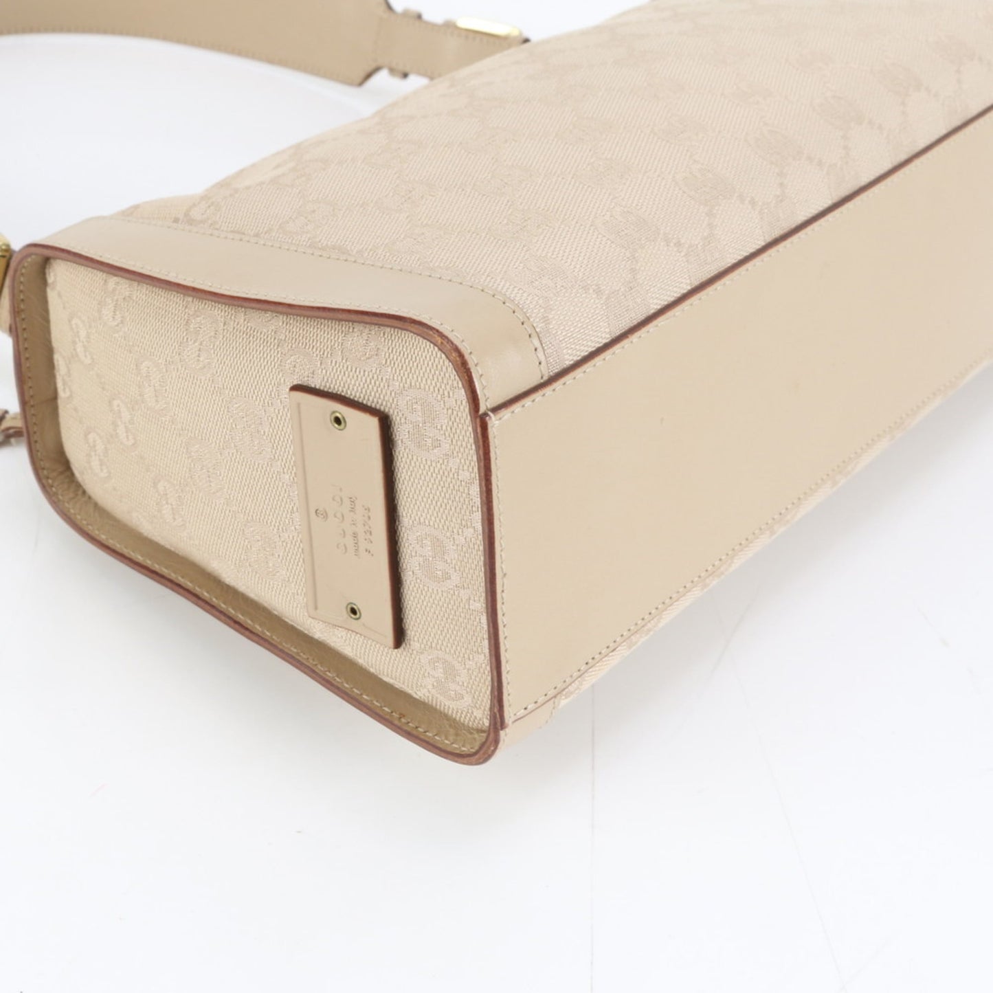 Gucci Beige Leather Canvas Shoulder Bag ( )