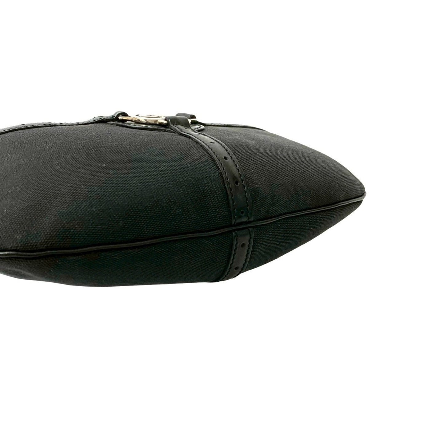 Gucci Black Leather Canvas Handbag Shoulder Bag ( )