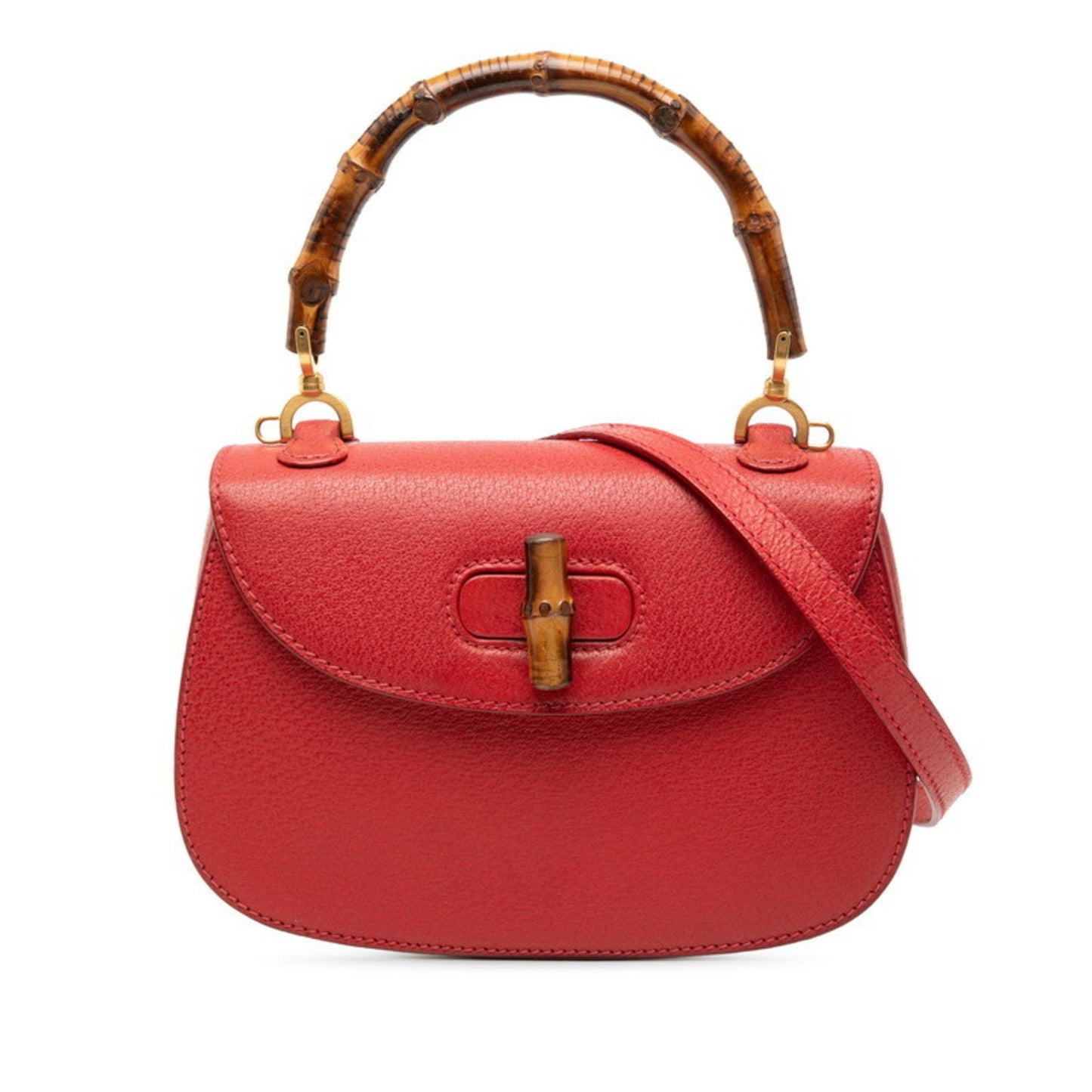 Gucci Red Color Leather Handbag Shoulder Bag ( )