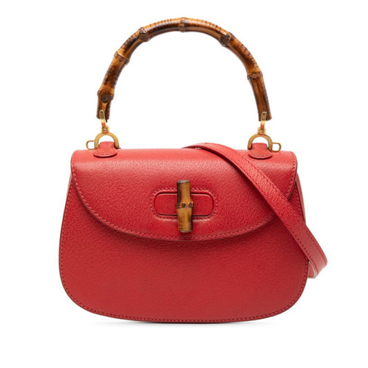 Gucci Red Color Leather Handbag Shoulder Bag ( )