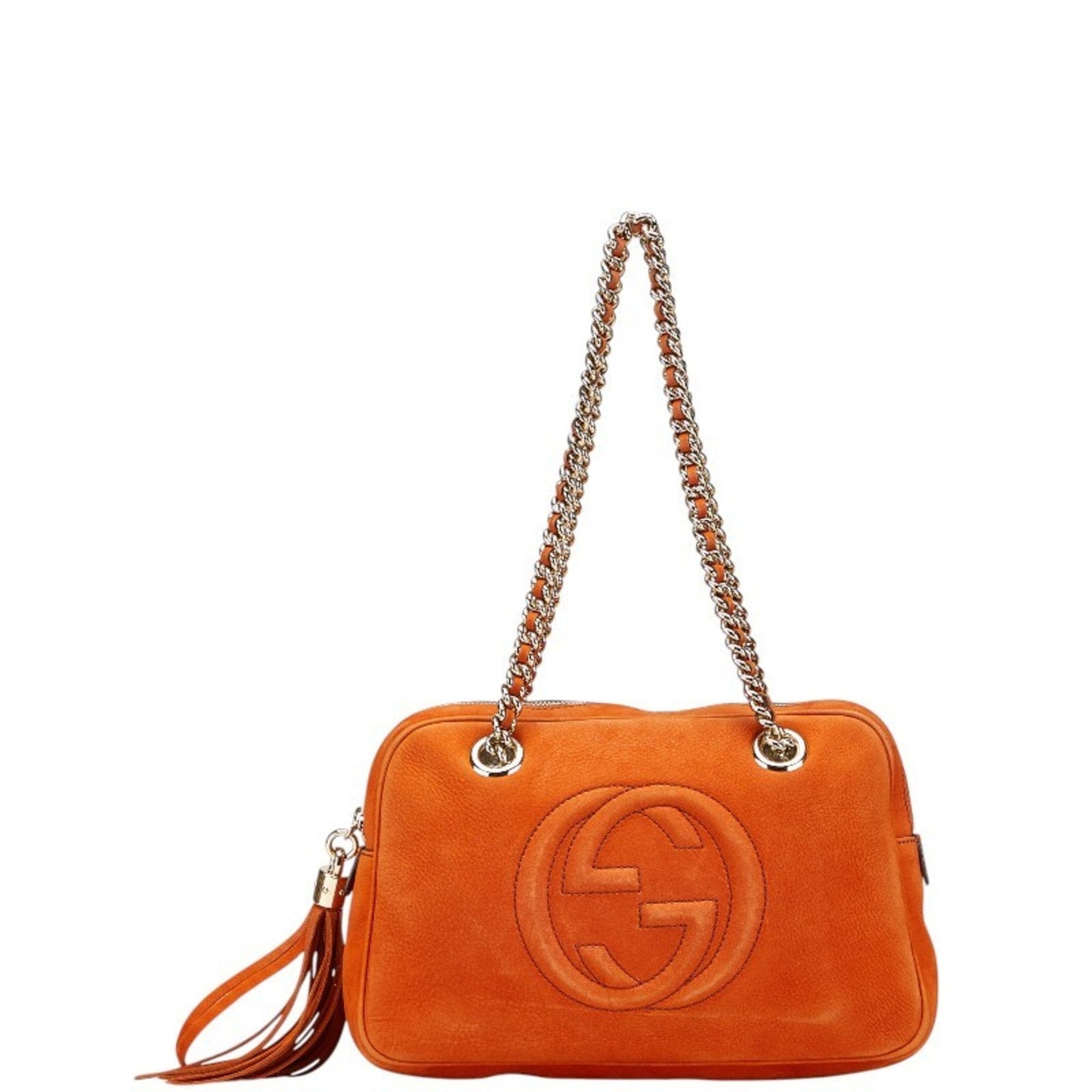 Gucci Brown Orange Leather Shoulder Bag ( )