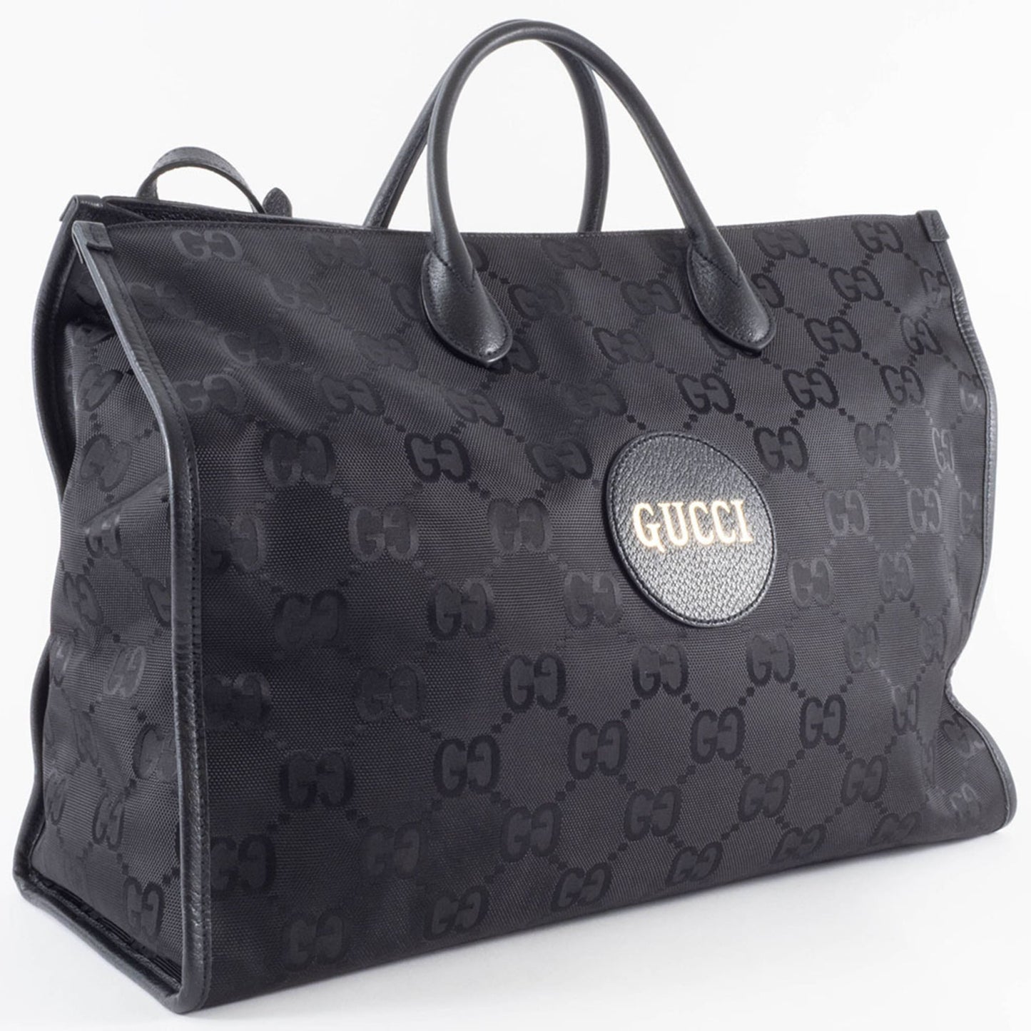 Gucci Black Nylon Leather Tote Bag ( )