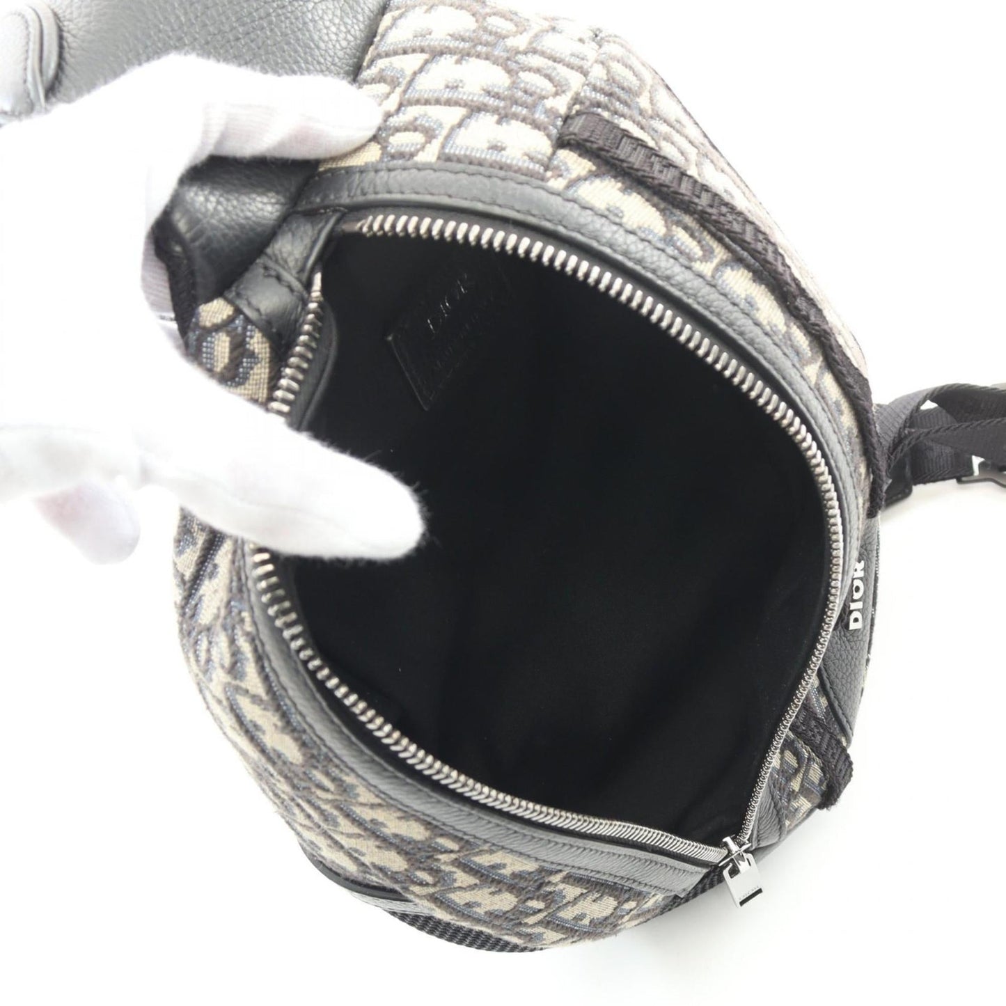 Christian Dior Beige Black Navy Canvas Leather Fanny Pack Sling Bag ()