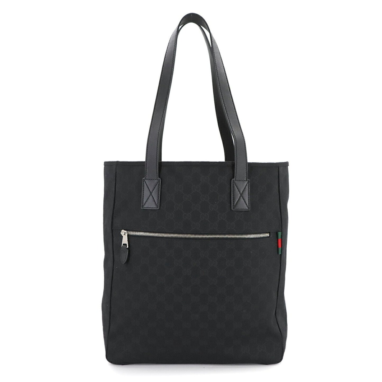 Gucci Black Gg Canvas Leather Tote Bag ( )