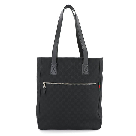 Gucci Black Gg Canvas Leather Tote Bag ( )
