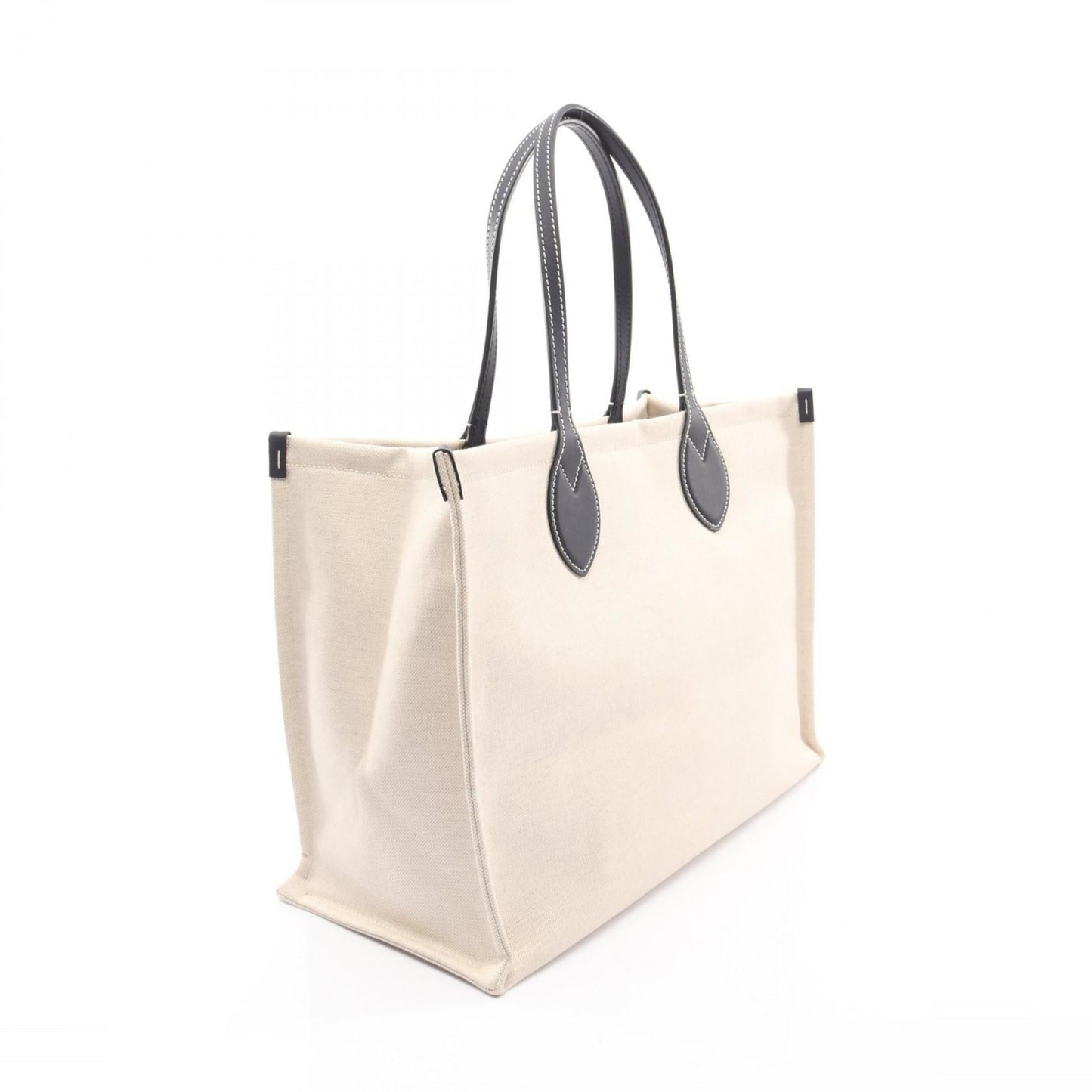 Gucci Ivory Navy Canvas Leather Tote Bag ( )
