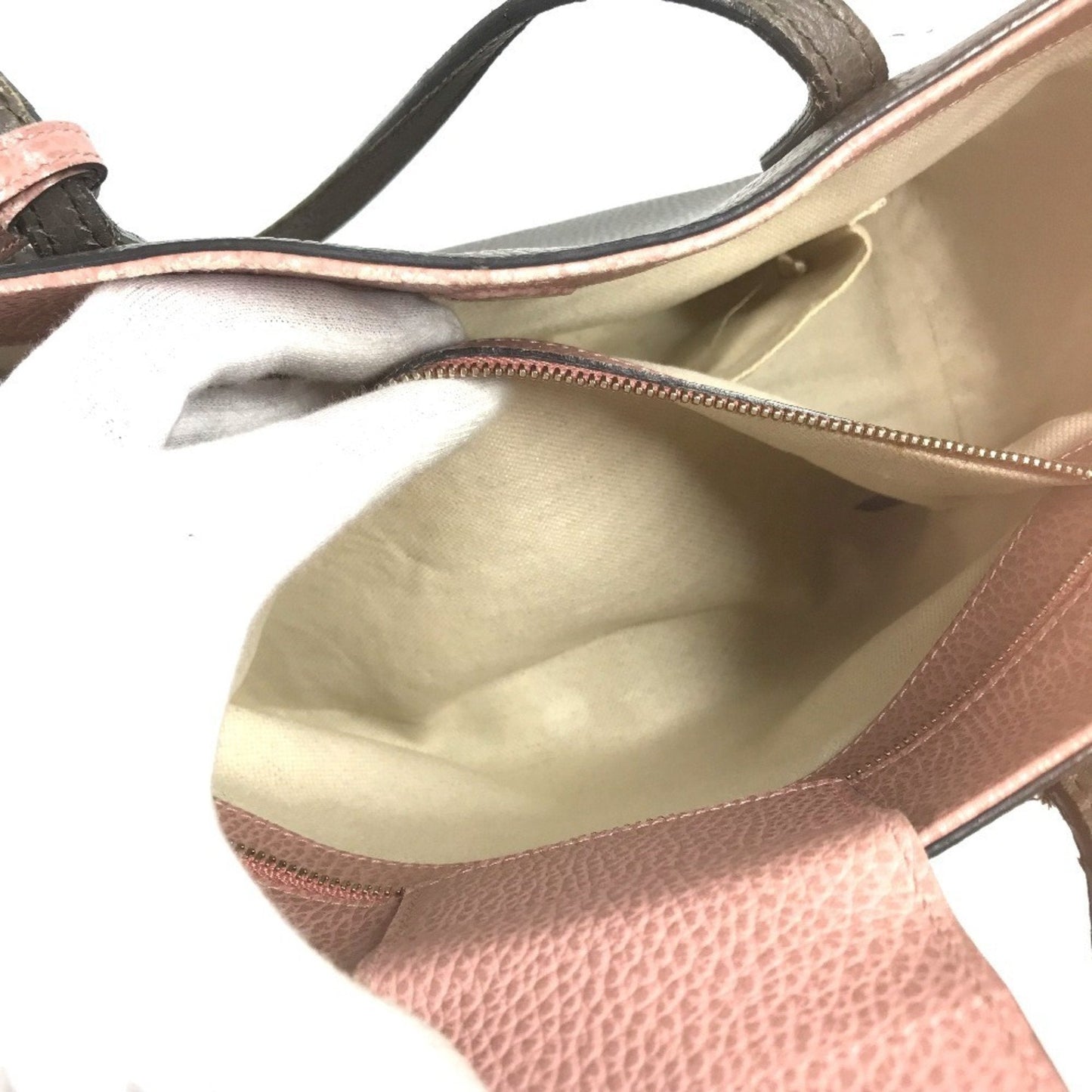 Gucci Gray Pink Leather Shoulder Bag Tote Bag ( )
