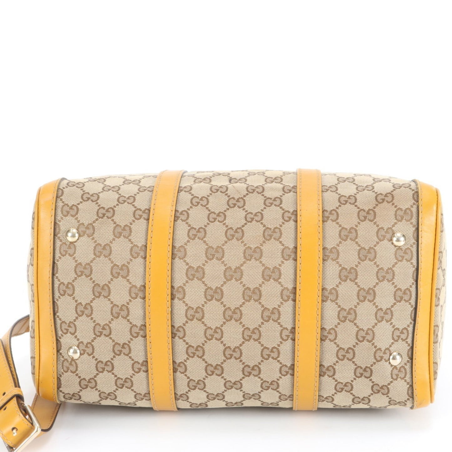 Gucci Beige Yellow Leather Canvas Shoulder Bag ( )