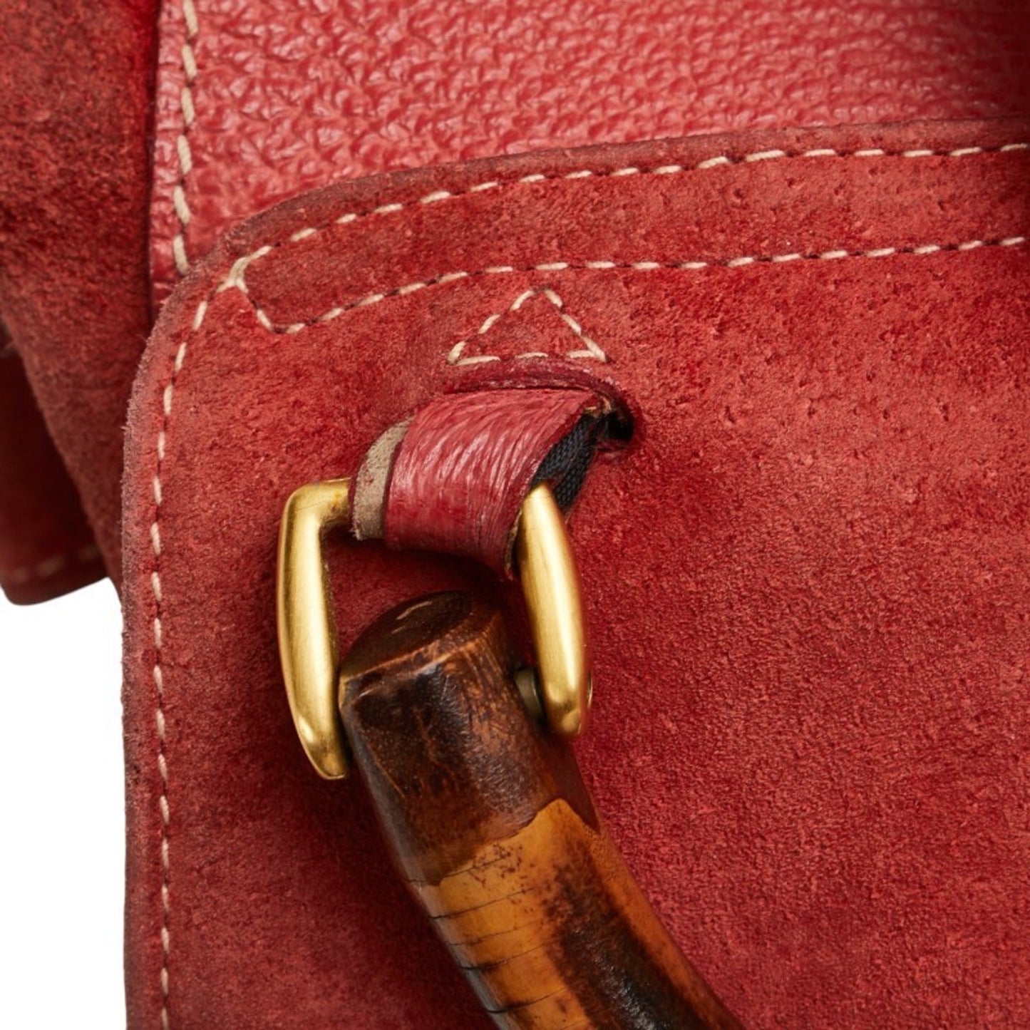 Gucci Red Brown Bamboo Leather Backpack ( )