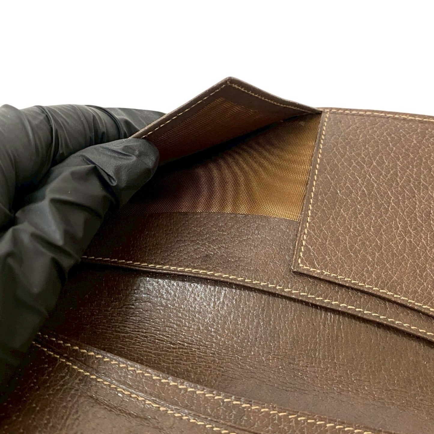 Gucci Brown Green Red Color Leather Canvas Long Wallet (Bi-Fold) ( )